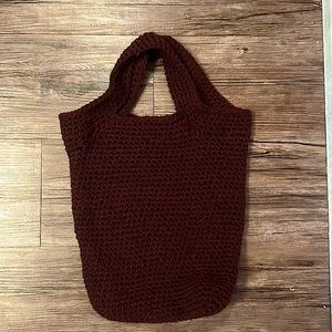 Handmade crocheted (by me!) dark crimson mini tote